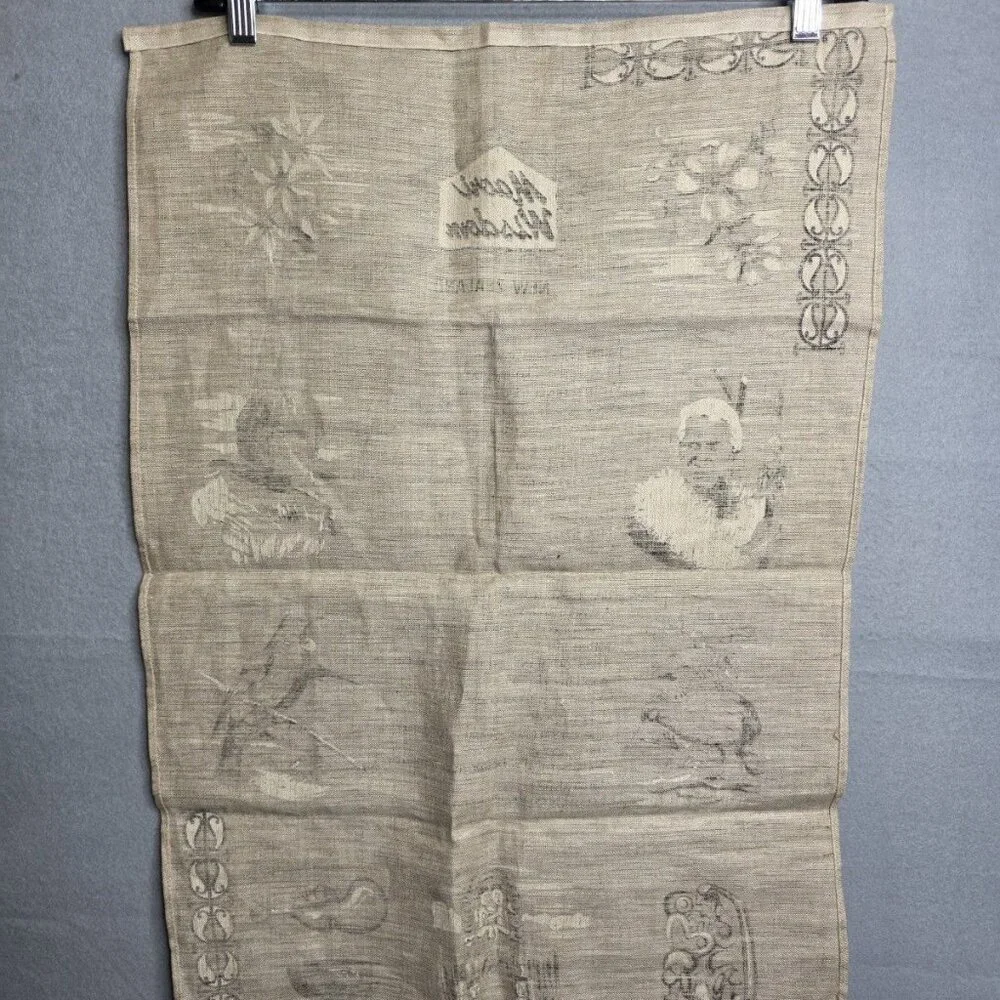 Vtg Maori Wisdom Proverbs Natural Flax Linen Tea Hand Towel New Zealand 19 x 29
